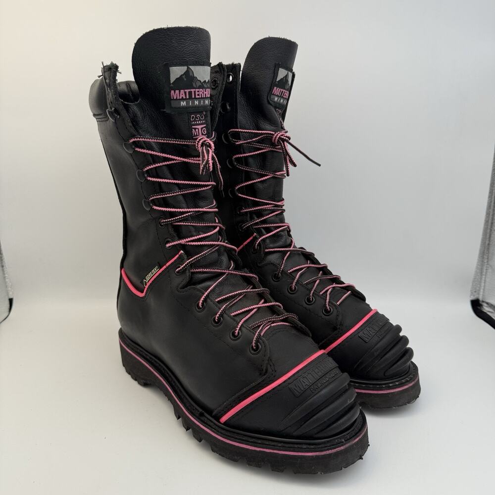 Matterhorn Mining Black/Pink Boots Womens Size 8 W Insulated Gore-Tex MTC975